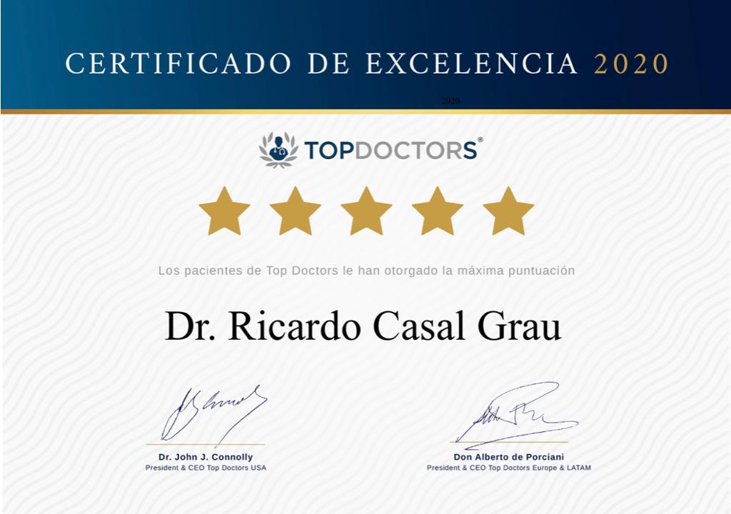 Certificado de excelencia - Especialista de columna en Alcorcón